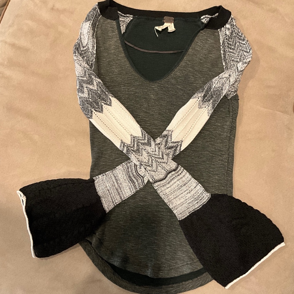 Free People Knit Bell Sleeve Top - Size XS